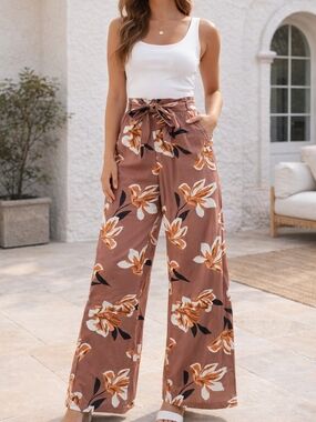 RW&Co High-Waist Wide Leg Floral Pants